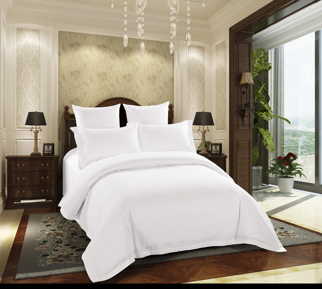 REAL TEXTILE Hotel 100% Cotton White Sateen250 Thread Count Bedding Sets