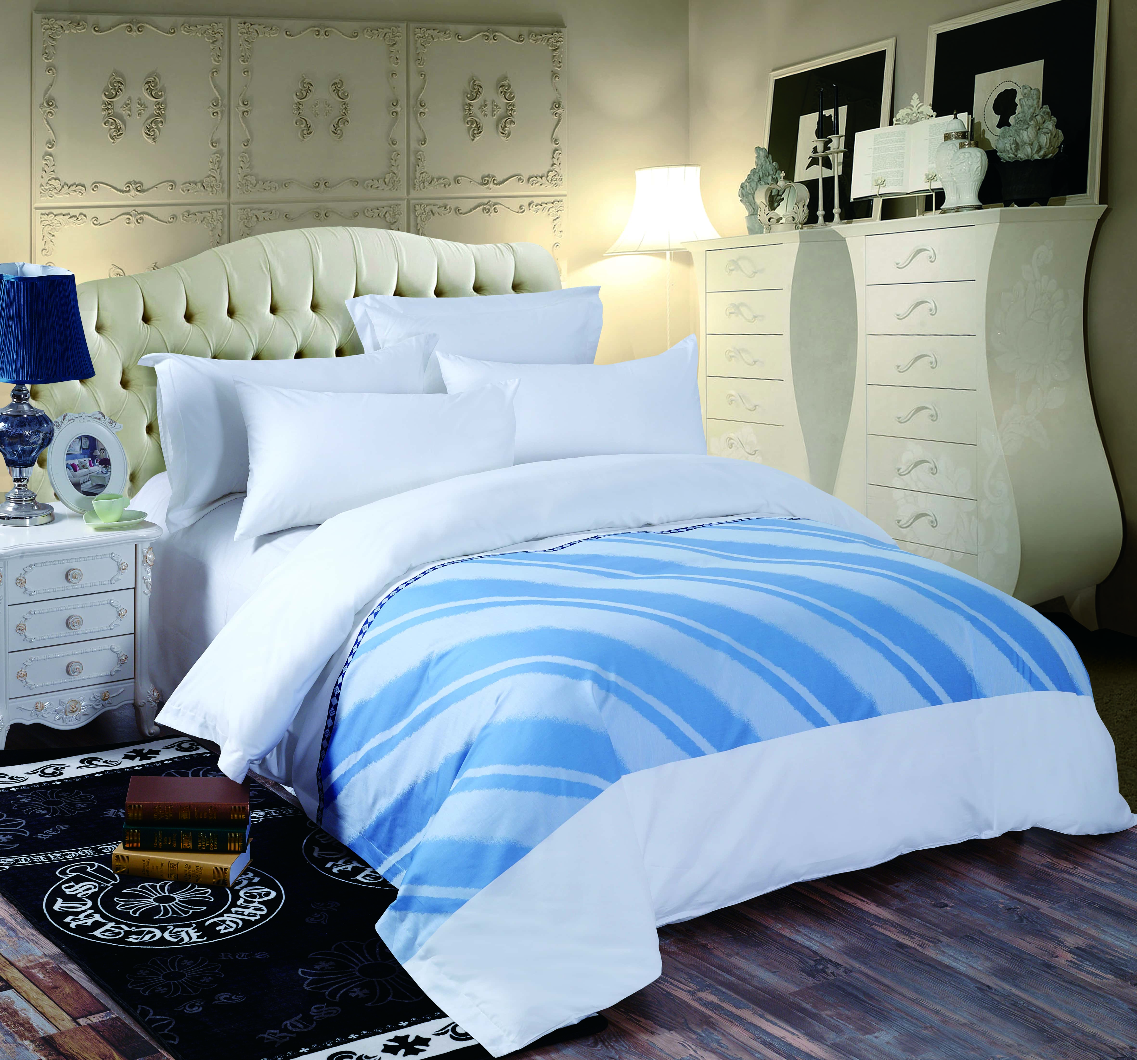 REAL TEXTILESpecial Offer. Hotel 100% Cotton White 350 Thread Count Yarn-dyed Bedding Sets