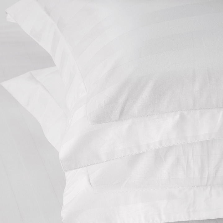 REAL TEXTILE Hotel 100% Cotton White Satin Stripe 5mm/10mm/30mm,220 Thread Count Bedding Sets