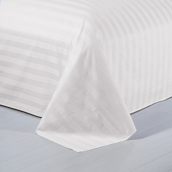 REAL TEXTILE Hotel 100% Cotton White Satin Stripe 5mm/10mm/30mm,220 Thread Count Bedding Sets