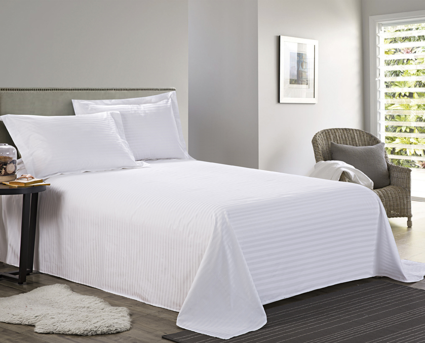 REAL TEXTILE Hotel 100% Cotton WhiteSatin Stripe 5mm/10mm/30mm,400 Thread Count Bedding Sets