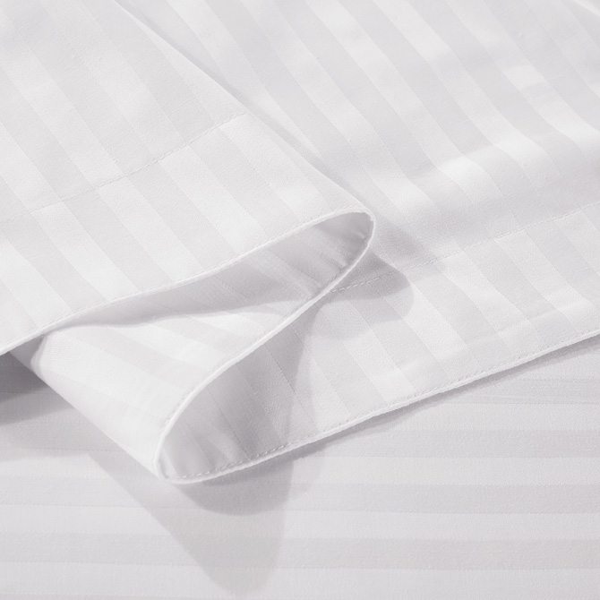 REAL TEXTILE Hotel 100% Cotton WhiteSatin Stripe 5mm/10mm/30mm, 250 Thread Count Bedding Sets