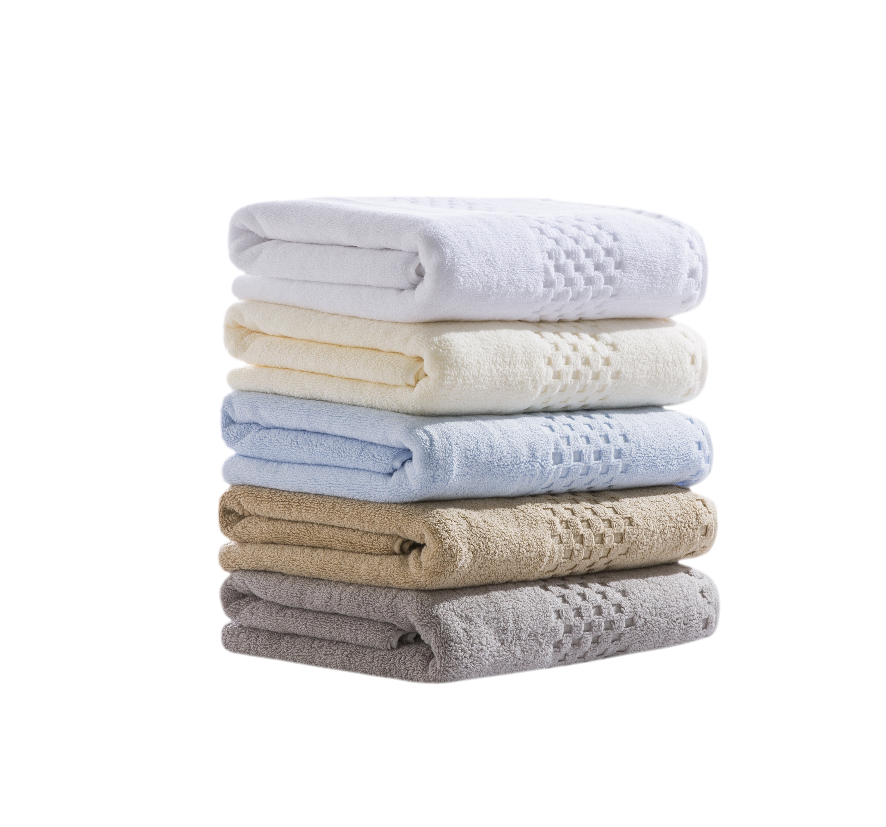 REAL TEXTILE Hotel Bathroom Towels 100% Cotton 32s Double Loops White Jacquard