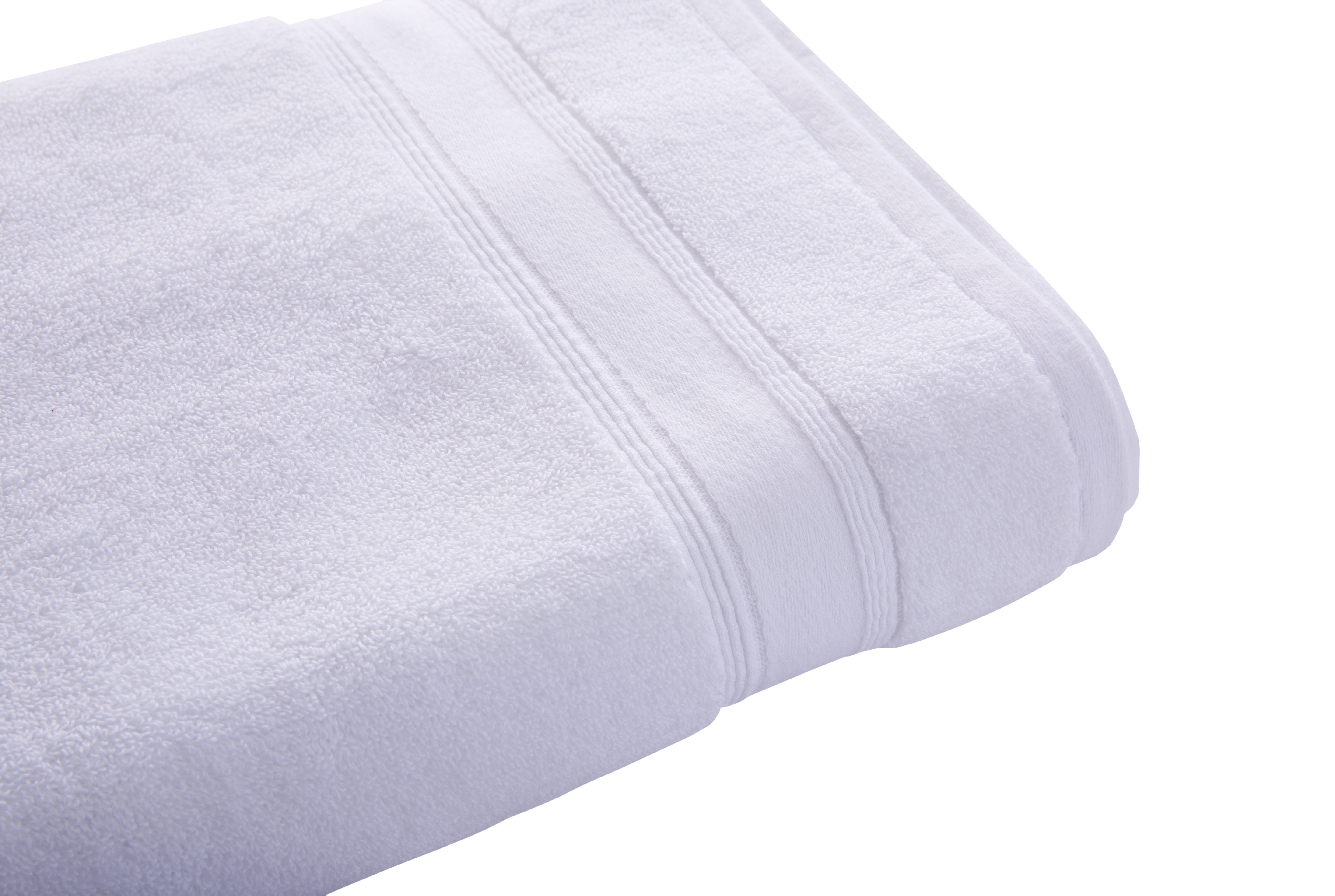 REAL TEXTILE Hotel Bathroom Towels 100% Cotton 32s Double Loops White Dobby Border